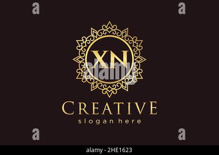 XN lettre initiale de luxe calligraphique féminin floral dessiné à la main heraldic monogramme ancien style vintage de luxe logo design Premium Illustration de Vecteur