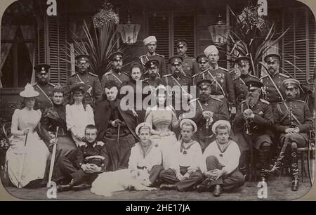 La dynastie Romanov - Tsar Alexandre III avec sa femme Maria Feodorovna et des membres de la famille Romanov Banque D'Images