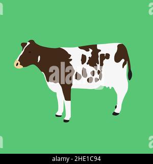 Illustration vectorielle simple de vache brune et blanche Illustration de Vecteur