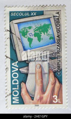 Timbres-poste annulés imprimés par la Lituanie, qui montrent Vytis, timbre Star of David, vers 1991. Banque D'Images