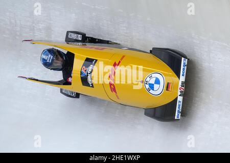 WINTERBERG, ALLEMAGNE - JANVIER 8 : Laura Nolte, d'Allemagne, participe à la coupe du monde des femmes Bob & Skeleton de la BMW IBSF à VELTINS-EisArena le 8 janvier 2022 à Winterberg, Allemagne (photo de Patrick Goosen/Orange Pictures) Banque D'Images