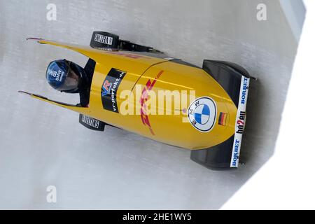 WINTERBERG, ALLEMAGNE - JANVIER 8 : Laura Nolte, d'Allemagne, participe à la coupe du monde des femmes Bob & Skeleton de la BMW IBSF à VELTINS-EisArena le 8 janvier 2022 à Winterberg, Allemagne (photo de Patrick Goosen/Orange Pictures) Banque D'Images