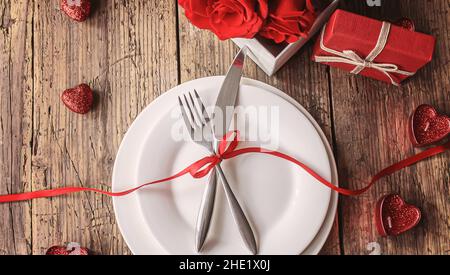 Dîner romantique pour les bien-aimés. Focus sélectif.congés Banque D'Images