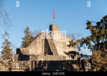 Schellenberg, Liechtenstein, 31 décembre 2021 ancien château historique ruine du milieu de l'âge Banque D'Images