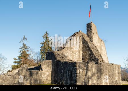 Schellenberg, Liechtenstein, 31 décembre 2021 ancien château historique ruine du milieu de l'âge Banque D'Images