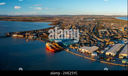 Vue aérienne du drone de Montrose à Angus, en Écosse.ROYAUME-UNI Banque D'Images