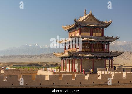 JIAYUGUAN, CHINE - 22 AOÛT 2018 : Tour du fort de Jiayuguan, province de Gansu Chine Banque D'Images