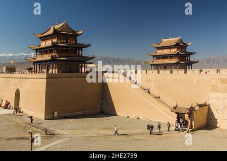 JIAYUGUAN, CHINE - 22 AOÛT 2018 : Tours du fort de Jiayuguan, province de Gansu Chine Banque D'Images