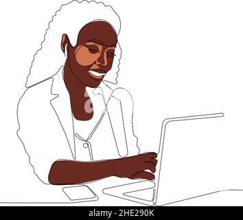 Agent de prêt négociant avec le client de la banque une ligne Illustration de Vecteur