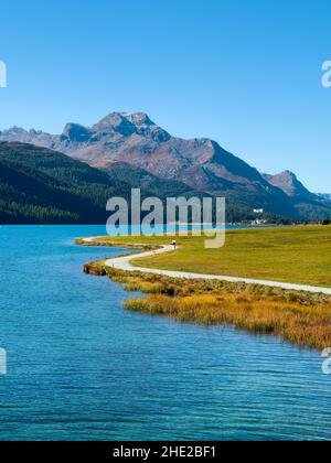 Magnifique lac Silvaplana - Silvaplanersee dans la vallée de l'Engadine dans les Alpes suisses Banque D'Images