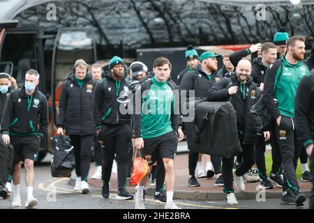 Newcastle, Royaume-Uni.08th janvier 2022.NEWCASTLE UPON TYNE, ROYAUME-UNI.8th JANV. George Furbank of Northampton Saints est photographié avant le match de première division de Gallagher entre Newcastle Falcons et Northampton Saints à Kingston Park, Newcastle, le samedi 8th janvier 2022.(Credit: Chris Lishman | MI News) Credit: MI News & Sport /Alay Live News Banque D'Images