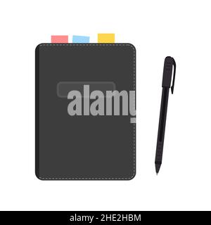 Carnet et un stylo isolé sur fond blanc Illustration de Vecteur