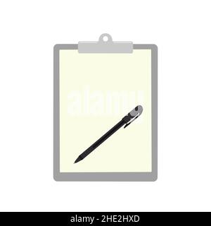Bloc d'écriture avec stylo isolé sur fond blanc Illustration de Vecteur