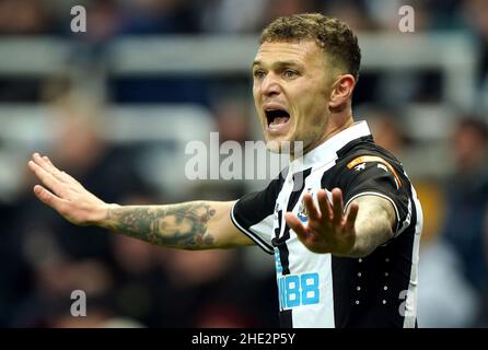 Le Kieran Trippier de Newcastle United réagit lors du troisième tour de la coupe Emirates FA au St. James' Park, Newcastle upon Tyne.Date de la photo: Samedi 8 janvier 2022. Banque D'Images