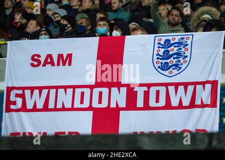 Swindon, Royaume-Uni.07th janvier 2022.Swindon, Angleterre, janvier 7th : drapeau Swindon FA Cup 3rd ronde.Swindon Town V Manchester City au sol de Swindon Town FC.Terry Scott/SPP crédit: SPP Sport Press photo./Alamy Live News Banque D'Images