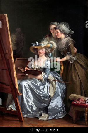 Autoportrait avec deux élèves, Marie Gabrielle Capet et Marie Marguerite Carreaux de Rosemond, de l'artiste française Adélaïde Labille-Guiard (1749-1803), huile sur toile, 1785 Banque D'Images