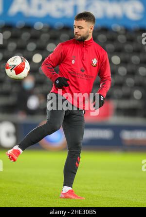 Swansea, pays de Galles, Royaume-Uni.8th janvier 2022: Stade Swansea.com, Swansea, pays de Galles; FA Cup 3rd Round, Swansea contre Southampton: Adam Armstrong de Southampton pendant l'échauffement crédit: Action plus Sports Images/Alay Live News Banque D'Images