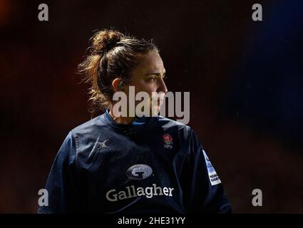 Twickenham, Royaume-Uni.08th janvier 2022.Rugby, premier ministre.Harlequins V Exeter Chiefs.La fonction Stiop.Twickenham.Sara Cox, adjointe aux arbitres.Credit: Sport en images/Alamy Live News Banque D'Images