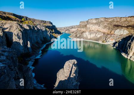 Shoshone Falls; Shoshone Falls Hydroelectric Project; Snake River Canyon; près de Twin Falls; Idaho; États-Unis Banque D'Images