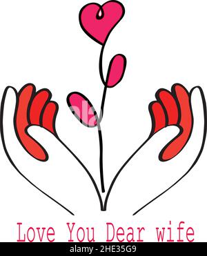 Images de la Saint-Valentin avec la main proposée, Amour à votre femme et vous avez surpris votre femme, ce cadeau peut être heureux pour votre femme.Amour pour vous cher femme, Illustration de Vecteur