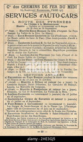 Compagnie des chemins de fer du midi-Autocars-1921. Banque D'Images