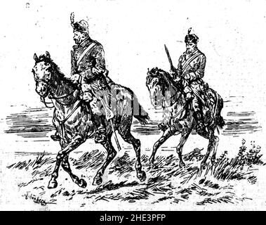 Gardes roumains empêchant l'importation d'armes en provenance de Russie pour la Bulgarie - le guardin de Calarossi à la frontière du Bas Danube. Banque D'Images