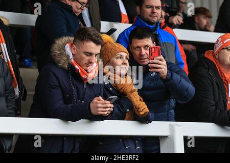 Hartlepool, Royaume-Uni.08th janvier 2022.Fans de Blackpool pendant le match à Hartlepool, Royaume-Uni le 1/8/2022.(Photo de Mark Cosgrove/News Images/Sipa USA) crédit: SIPA USA/Alay Live News Banque D'Images