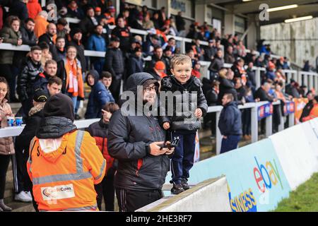 Hartlepool, Royaume-Uni.08th janvier 2022.Fans de Blackpool pendant le match à Hartlepool, Royaume-Uni le 1/8/2022.(Photo de Mark Cosgrove/News Images/Sipa USA) crédit: SIPA USA/Alay Live News Banque D'Images