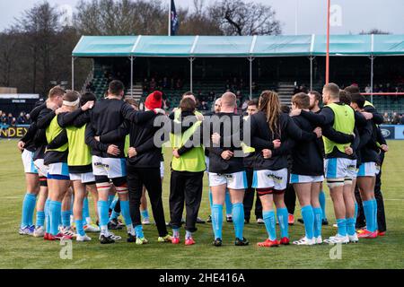 Londres, Royaume-Uni.04th janvier 2022.Gloucester Rugby Team Huddle à Londres, Royaume-Uni, le 1/4/2022.(Photo de Richard Washbrooke/News Images/Sipa USA) crédit: SIPA USA/Alay Live News Banque D'Images