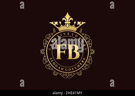 FB lettre initiale de luxe calligraphique féminine fleur dessinée à la main heraldique monogramme ancien style vintage de luxe logo design Premium Illustration de Vecteur