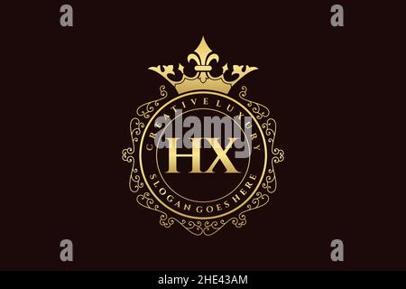 HX lettre initiale Luxe calligraphique féminin floral dessiné à la main heraldic monogramme ancien style vintage luxe logo design Premium Illustration de Vecteur