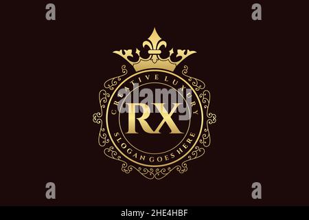 RX lettre initiale de luxe calligraphique féminin floral dessiné à la main heraldic monogramme ancien style vintage de luxe logo design Premium Illustration de Vecteur