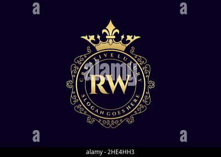 RW lettre initiale de luxe calligraphique féminin floral dessiné à la main heraldique monogramme ancien style vintage de luxe logo design Premium Illustration de Vecteur