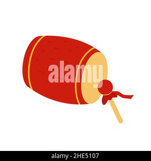 Illustration rouge asiatique isolée de tambour, dessin animé taiko Illustration de Vecteur