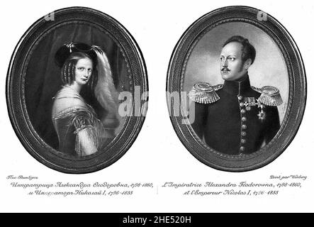 RusPortraits V5-026 l'Imperatrice Alexandra Feodorowa, 1798-1860, et l'Empereur Nicholas I, 1796-1855. Banque D'Images