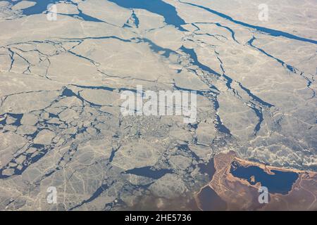 Vue aérienne de belles terres de glace et de Winnipeg, Canada Banque D'Images