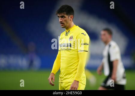 A Coruna-Spain.Gerard Moreno(en avant) en action pendant le match de football de la coupe du roi d'Espagne entre Victoria CF et Villarreal dans le stade Riazor Banque D'Images