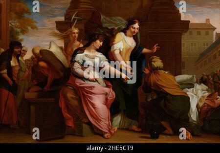 Sa 3030-Allegorie op de verzorging in het Oude Mannen- en Vrouwengasthuis. Banque D'Images