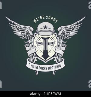 Militaire nous sommes désolés Mascot Classic Emblem illustrations pour votre travail logo, mascotte marchandise t-shirt, autocollants et étiquettes dessins, affiche, salutation Illustration de Vecteur