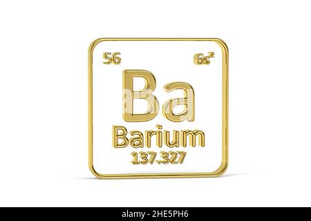 Golden 3D icône de table périodique - élément de table périodique isolé sur fond blanc - rendu 3D Banque D'Images