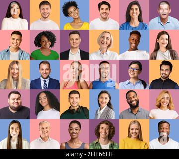 Groupe international attrayant d'hommes et de femmes, collection de photos Banque D'Images