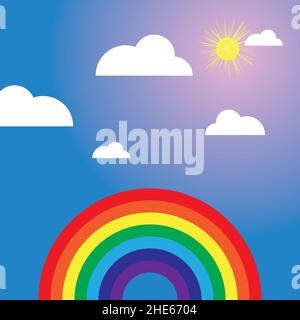 Arc-en-ciel de couleurs avec des nuages, avec Gradient Mesh, Vector Illustration Illustration de Vecteur