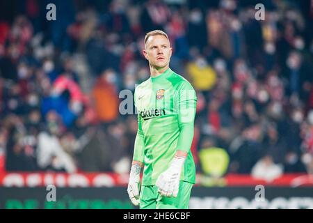 Marc Andre Ter Stegen en action pendant le match de la Liga Santander entre Granada CF et FC Barcelone au stade Nuevo Los Carmenes.(final Score Granada CF 1:1 FC Barcelone). Banque D'Images