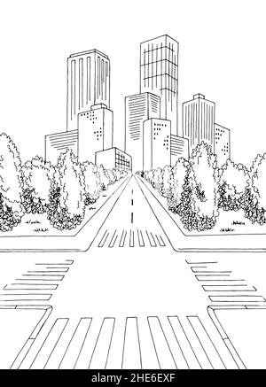 Motif de traverse noir blanc vertical paysage dessin vecteur d'illustration Illustration de Vecteur