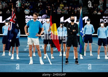 RAFAEL NADAL (ESP) bat Maxime Cressy (Etats-Unis) le dimanche 2022 janvier, Melbourne Park Banque D'Images