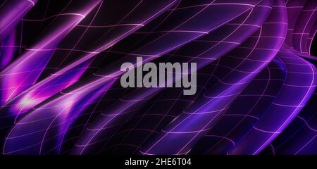 Arrière-plan de rendu de la vague mauve abstraite 3D.Un élément futuriste de toile de fond avec des courbes, idéal pour les montages technologiques ou scientifiques Banque D'Images