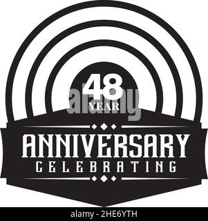 modèle vectoriel de logo anniversaire 48th ans Illustration de Vecteur