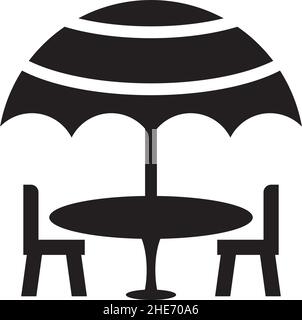 Restaurant en plein air avec chaise et tente-parapluie, logo vectoriel Illustration de Vecteur