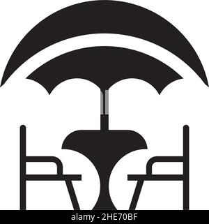 Restaurant en plein air avec chaise et tente-parapluie, logo vectoriel Illustration de Vecteur