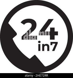 Centre d'appels service à la clientèle 24 heures sur 24 en 7 jours design vectoriel logo Illustration de Vecteur